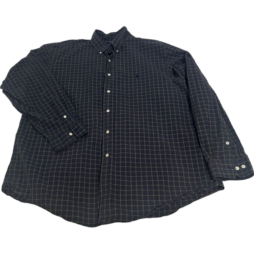 Ralph Lauren Custom Fit Check Mens Long Sleeve Button Dress Shirt Pony 18 34/35